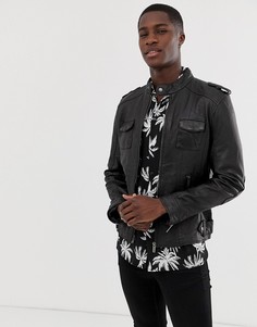 Куртка из натуральной кожи с четырьмя карманами Bolongaro Trevor - Черный