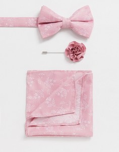 Набор из галстука, платка для нагрудного кармана и булавки для галстука ASOS DESIGN Wedding - Розовый