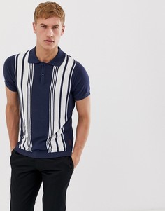 Премиум-поло темно-синего цвета с добавлением льна Jack & Jones - Темно-синий
