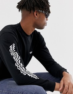 Черный лонгслив с принтом на рукаве Vans - Черный