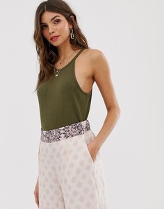 Топ в рубчик с высоким воротом Vila - Зеленый