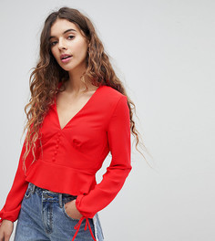Блузка на пуговицах с завязками на рукавах Miss Selfridge - Красный