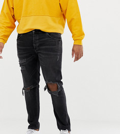 Выбеленные черные рваные джинсы скинни River Island Big & Tall - Черный