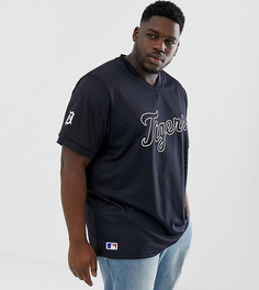 Темно-синяя сетчатая футболка с большим логотипом на груди New Era Plus MLB Detroit Tigers - Темно-синий