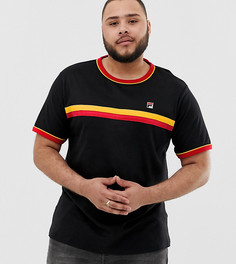 Черная футболка с окантовкой и полосками Fila Plus Razee - Черный