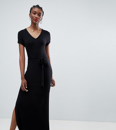 Однотонное платье макси с V-образным вырезом New Look - Черный