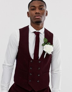 Бордовый саржевый приталенный жилет ASOS DESIGN - Красный