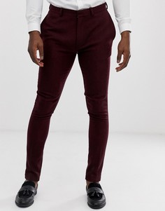 Бордовые саржевые супероблегающие брюки ASOS DESIGN - Красный