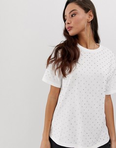 Oversize-футболка с отделкой переливающимися стразами ASOS DESIGN - Белый