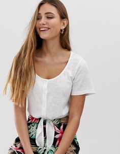 Укороченная футболка с пуговицами и завязкой спереди Brave Soul Tyene - Белый