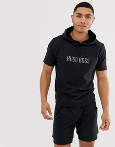 Черный худи с короткими рукавами и логотипом BOSS Bodywear - Черный