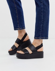 Черные кожаные сандалии на платформе Steve Madden - Rene - Черный