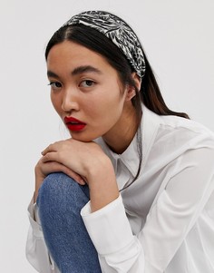 Широкая трикотажная повязка на голову с монохромным пальмовым принтом ASOS DESIGN - Мульти