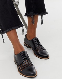 Плетеные кожаные туфли на шнуровке Park Lane - Черный