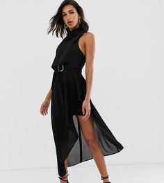 Фактурное платье миди с завязывающимся поясом ASOS DESIGN - Черный