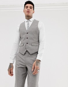 Узкий твидовый жилет с добавлением шерсти Harry Brown wedding - Серый
