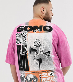 Oversize-футболка с принтом тай-дай ASOS DESIGN Plus - Розовый