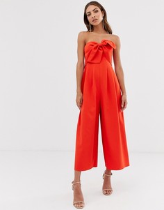 Комбинезон кюлоты бандо с бантом ASOS DESIGN - Красный