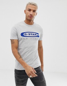 Серая узкая футболка с логотипом на груди G-Star Graphic 4 - Серый