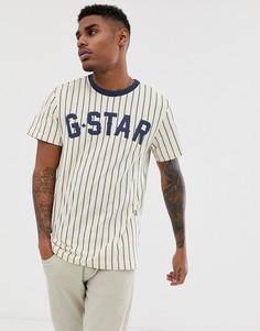 Бейсбольная футболка в темно-синюю полоску G-Star Wabas - Темно-синий