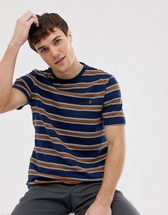 Темно-синяя футболка в фактурную полоску Farah Morgan - Темно-синий