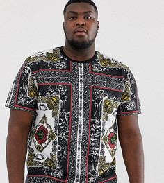 Свободная футболка с принтом в стиле барокко ASOS DESIGN Plus - Черный