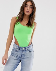 Ярко-зеленое боди с вырезами ASOS DESIGN - Зеленый