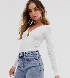 Лонгслив с декоративным кольцом ASOS DESIGN Petite - Белый