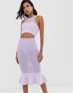 Платье миди в полоску с баской ASOS DESIGN - Фиолетовый