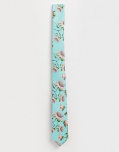 Зеленый узкий галстук с цветочным узором ASOS DESIGN Wedding - Зеленый