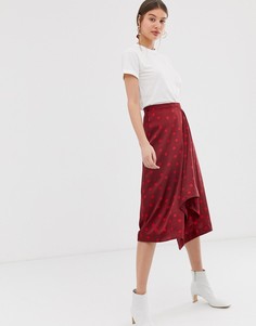Атласная асимметричная юбка и резинка для волос Gestuz Elsie - Красный