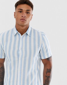 Рубашка в голубую полоску с короткими рукавами Pull&Bear Join Life - Синий