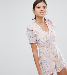 Ромпер с оборками и цветочным принтом PrettyLittleThing - Розовый