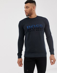 Темно-синий свитшот с флоковым логотипом BOSS - Weaver - Темно-синий