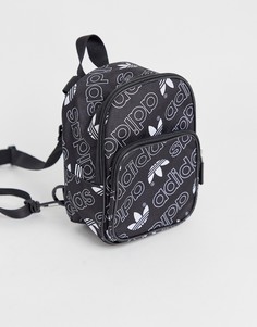 Маленький рюкзак с принтом трилистников adidas Originals - Черный