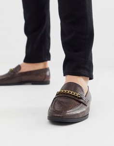 Лоферы из искусственной кожи со змеиным рисунком ASOS DESIGN - Коричневый