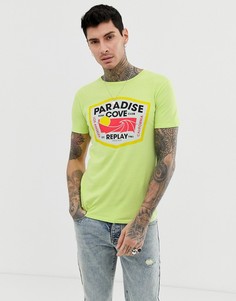 Зеленая футболка с круглым вырезом Replay Paradise - Зеленый