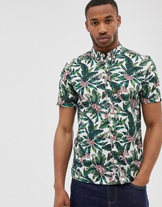 Рубашка с зеленым цветочным принтом Burton Menswear - Зеленый