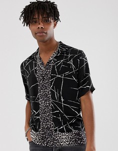 Монохромная рубашка с отложным воротником и леопардовым принтом AllSaints - Черный