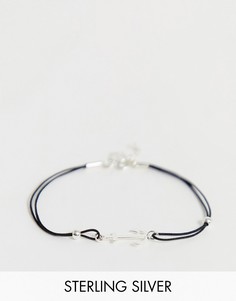 Серебряный браслет с черной подвеской-якорем ASOS DESIGN - Черный