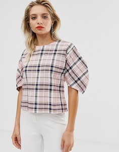 Топ в клетку с объемными рукавами ASOS WHITE - Красный