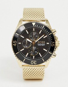 Часы с сетчатым браслетом BOSS 1513703 Ocean Edition - Золотой