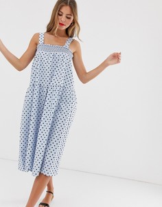 Хлопковый сарафан-трапеция миди в горошек ASOS DESIGN - Мульти