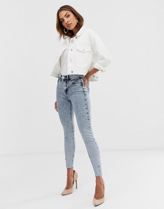 Светлые джинсы скинни с эффектом кислотной стирки River Island Molly - Синий