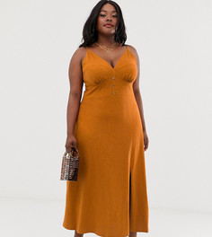Платье макси с пуговицами ASOS DESIGN Curve - Оранжевый
