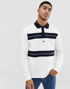 Белый свитшот регби с логотипом и кантом Fred Perry - Белый