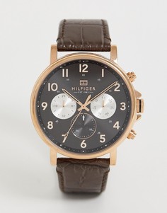 Часы с кожаным ремешком Tommy Hilfiger 1710379 - 44 мм - Коричневый