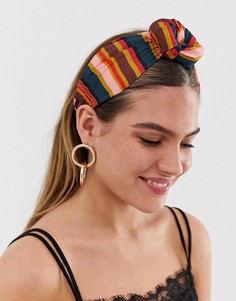 Повязка на голову с узлом в разноцветную полоску New Look - Мульти