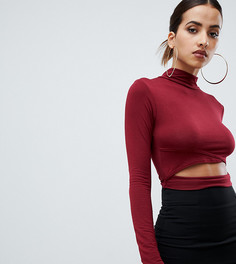 Бордовая водолазка с вырезом PrettyLittleThing - Красный