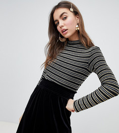 Трикотажный топ в золотистую и серебристую полоски Monki - Мульти